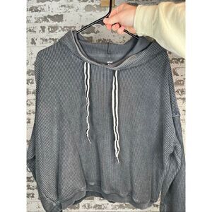 Aerie | women cropped gray ribbed hoodie